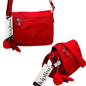 Kipling Women's Sabian Mini Small Crossbody Bag Rouge Red Water-resistant Nylon
